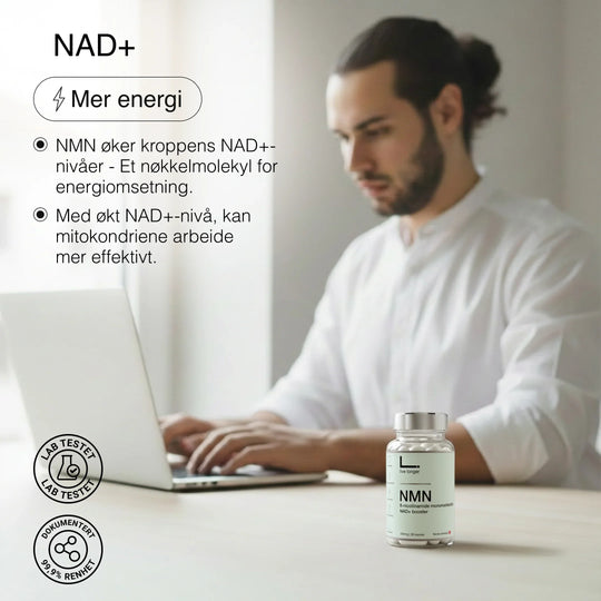 NMN Kapsler NAD+ Live Longer - Mer energi