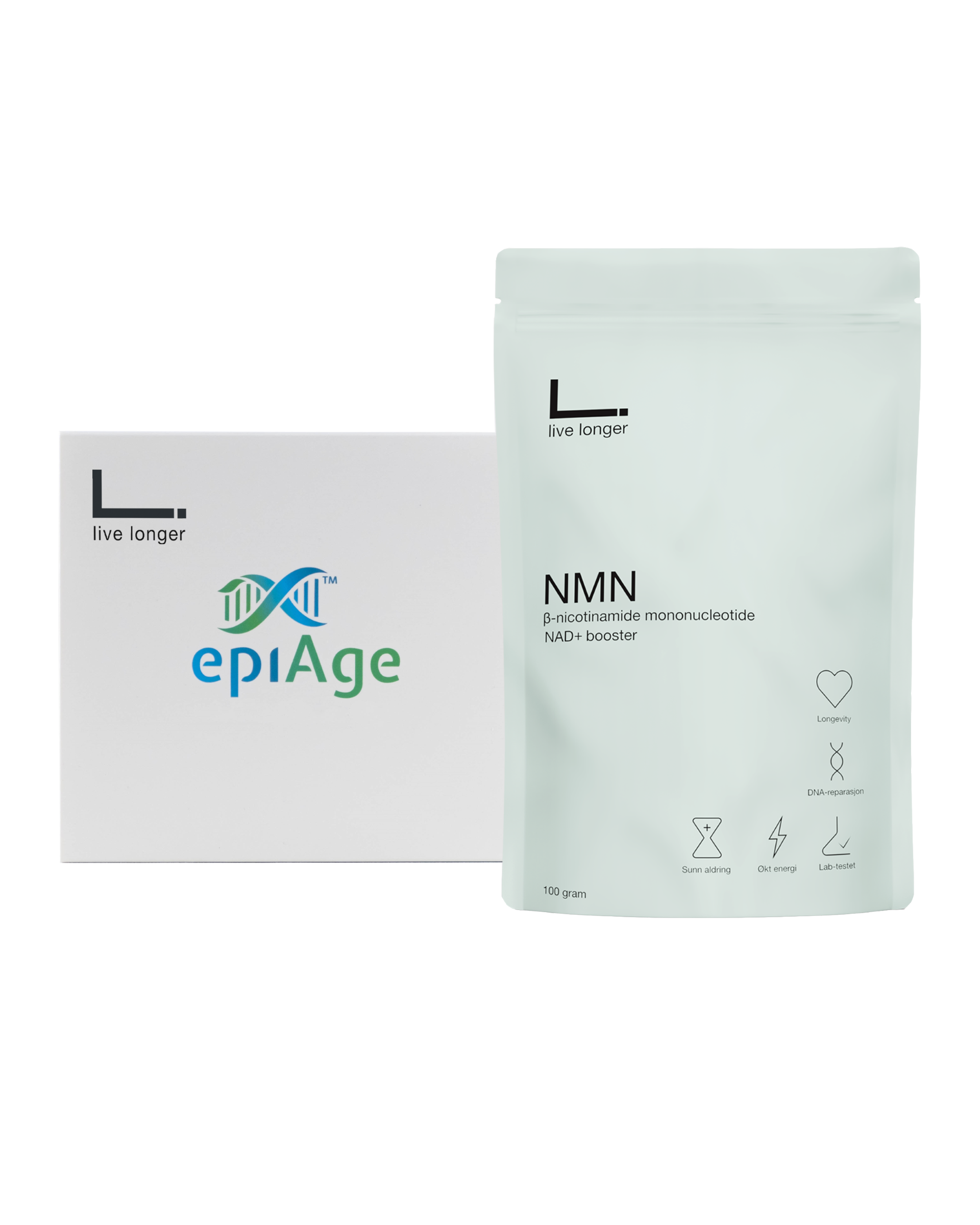 Live Longer - NMN fra Norge, 99,9% renhet - Bundle - NMN + alderstest